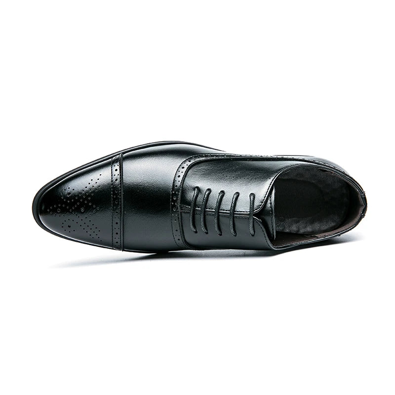 REFINED BLACK CAP-TOE OXFORDS