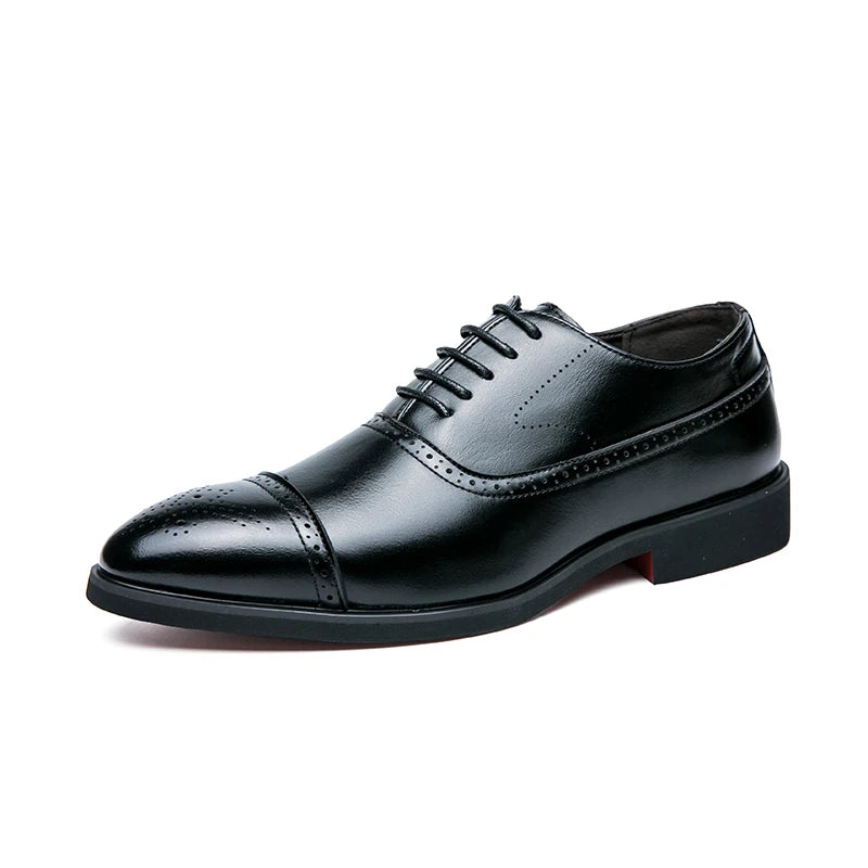 REFINED BLACK CAP-TOE OXFORDS