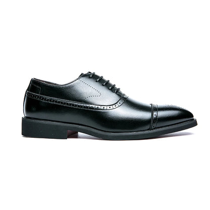 REFINED BLACK CAP-TOE OXFORDS