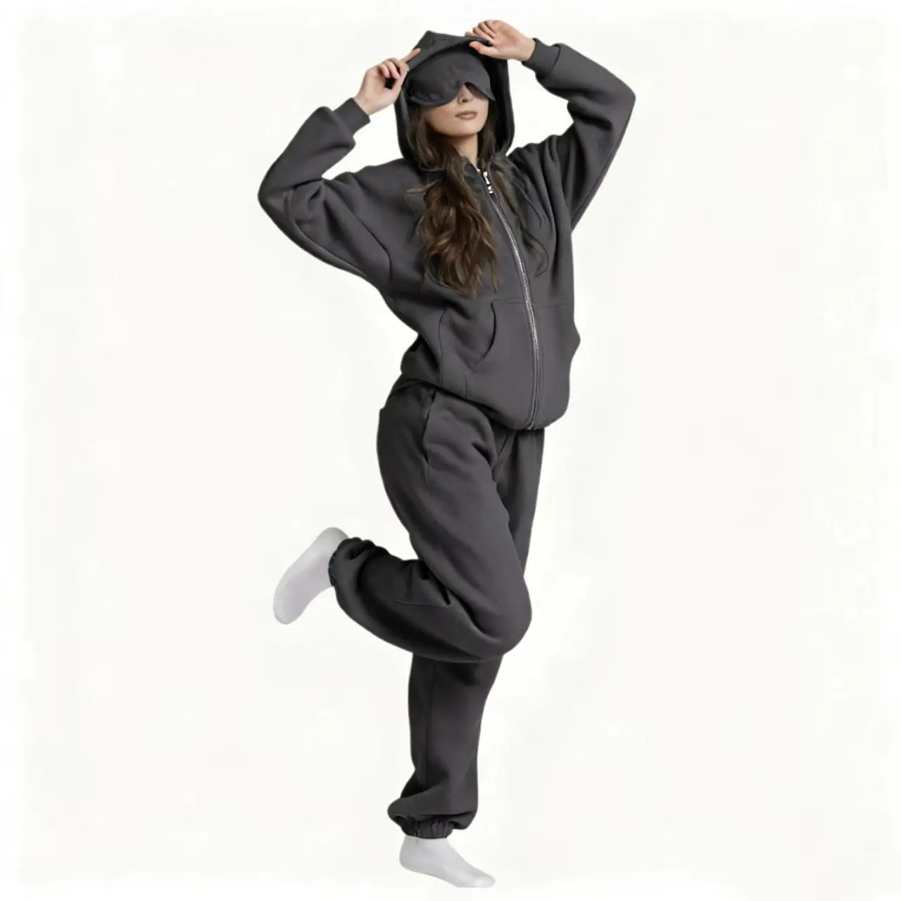 ULTRA COZY THERMAL HOODIE SET WITH BUILT-IN EYE MASK