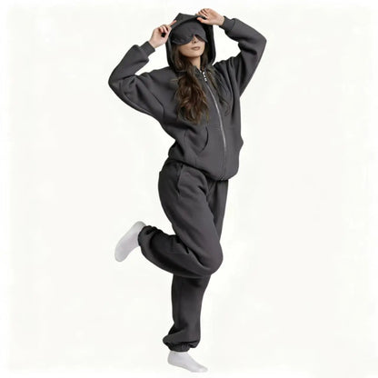 ULTRA COZY THERMAL HOODIE SET WITH BUILT-IN EYE MASK
