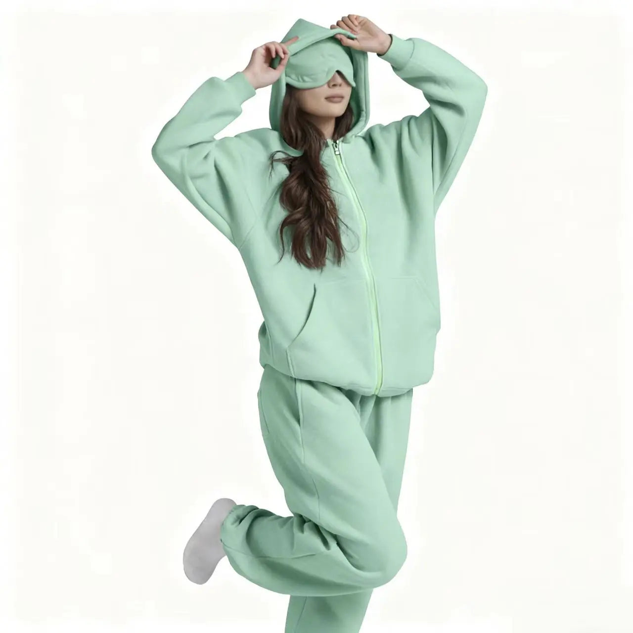 ULTRA COZY THERMAL HOODIE SET WITH BUILT-IN EYE MASK
