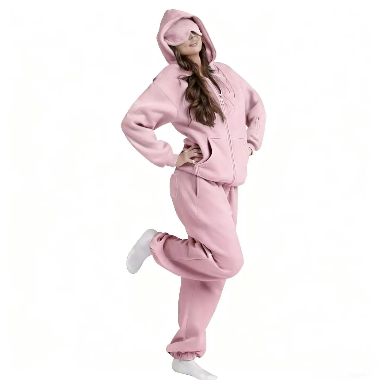 ULTRA COZY THERMAL HOODIE SET WITH BUILT-IN EYE MASK
