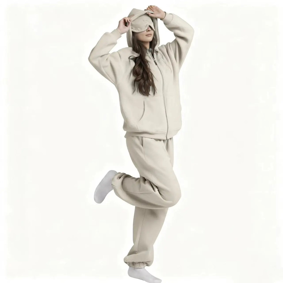 ULTRA COZY THERMAL HOODIE SET WITH BUILT-IN EYE MASK