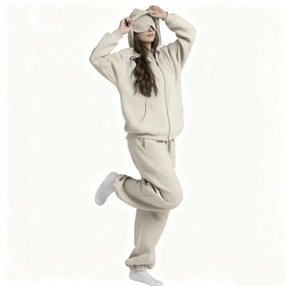 ULTRA COZY THERMAL HOODIE SET WITH BUILT-IN EYE MASK